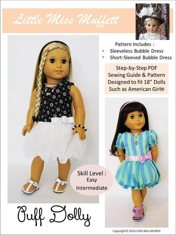 Little Miss Muffett 18 Inch Modern Puff Dolly 18" Doll Clothes Pattern Pixie Faire