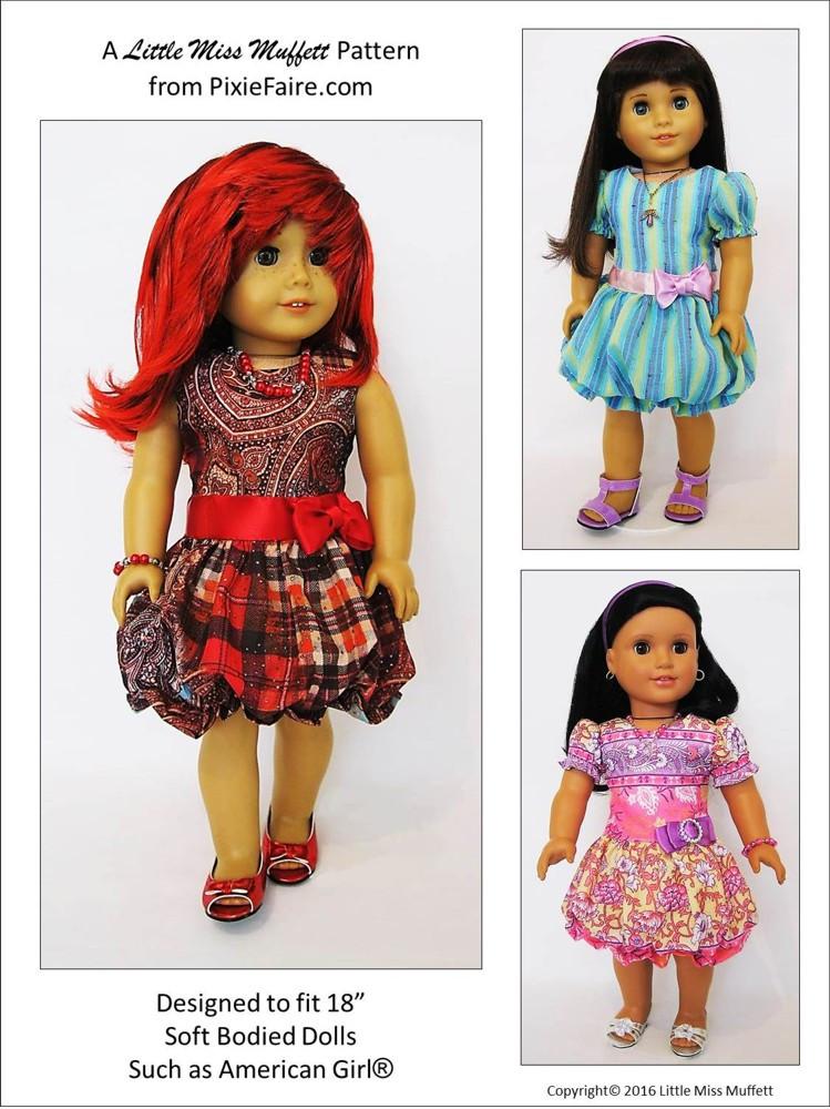 Little Miss Muffett 18 Inch Modern Puff Dolly 18" Doll Clothes Pattern Pixie Faire