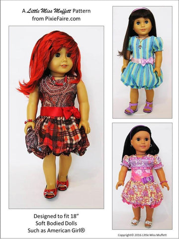 Little Miss Muffett 18 Inch Modern Puff Dolly 18" Doll Clothes Pattern Pixie Faire
