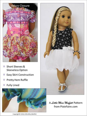 Little Miss Muffett 18 Inch Modern Puff Dolly 18" Doll Clothes Pattern Pixie Faire