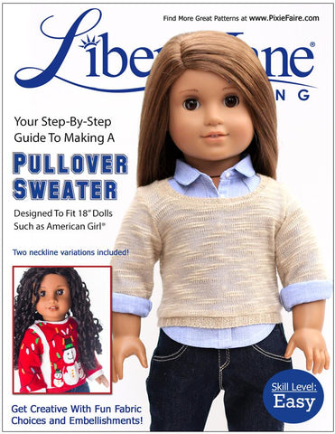 Liberty Jane 18 Inch Modern Pullover Sweater 18" Doll Clothes Pattern Pixie Faire