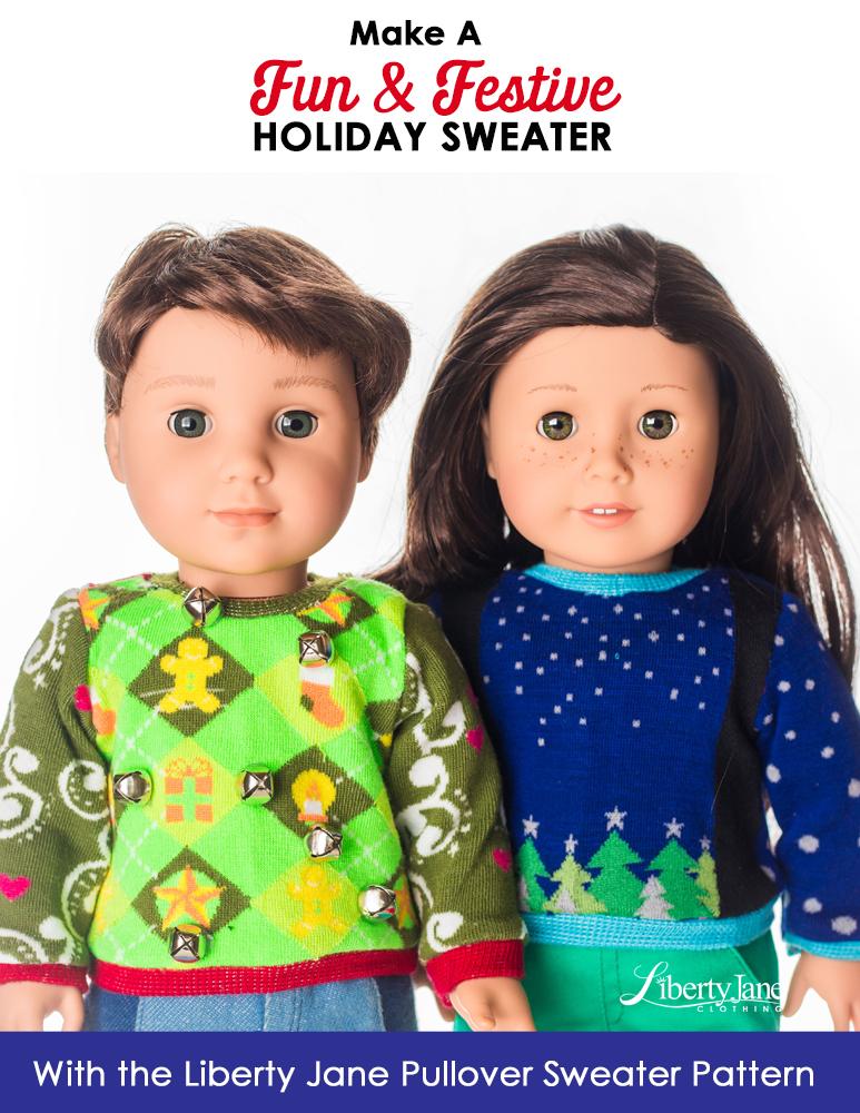 Liberty Jane 18 Inch Modern Pullover Sweater 18" Doll Clothes Pattern Pixie Faire