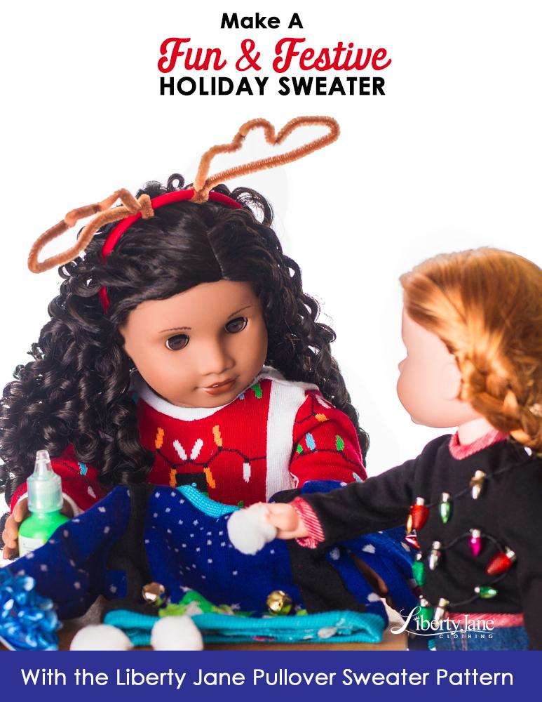Liberty Jane 18 Inch Modern Pullover Sweater 18" Doll Clothes Pattern Pixie Faire