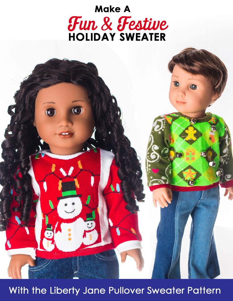 Liberty Jane 18 Inch Modern Pullover Sweater 18" Doll Clothes Pattern Pixie Faire