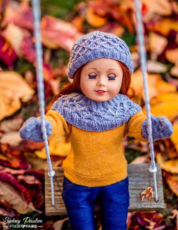 A Little Knitty Knitting A Snowy Walk 18" Doll Knitting Pattern Pixie Faire