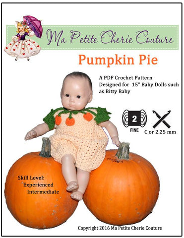 Mon Petite Cherie Couture Bitty Baby/Twin Pumpkin Pie Crochet Pattern Pixie Faire