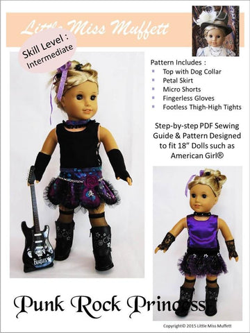 Little Miss Muffett 18 Inch Modern Punk Rock Princess 18" Doll Clothes Pattern Pixie Faire