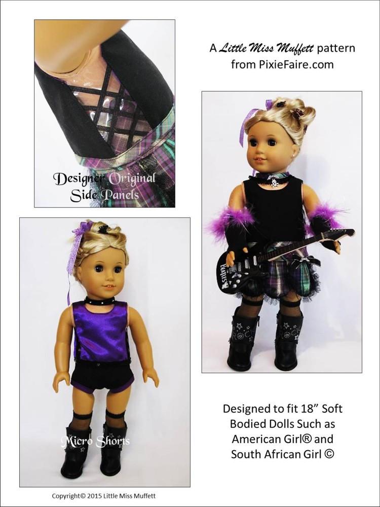 Little Miss Muffett 18 Inch Modern Punk Rock Princess 18" Doll Clothes Pattern Pixie Faire