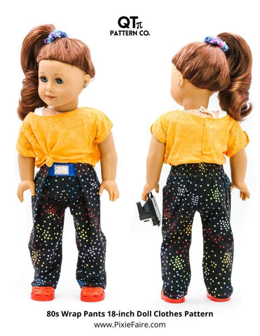 QTπ Pattern Co 18 Inch Modern 80s Wrap Pants 18" Doll Clothes Pixie Faire