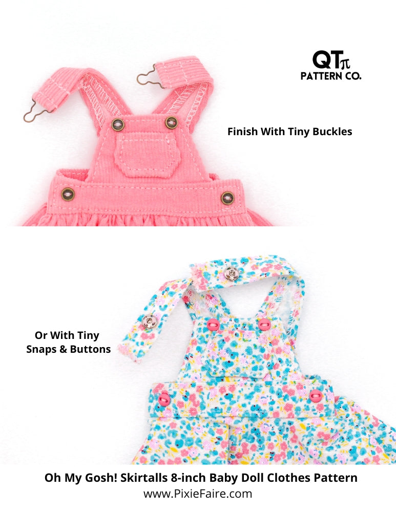 QTπ Pattern Co 8" Baby Dolls Oh My Gosh Skirtalls 8" Baby Doll Clothes Pattern Pixie Faire