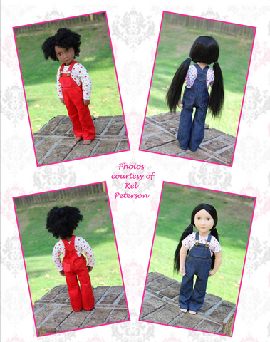 QTπ Doll Clothing A Girl For All Time Oh My Gosh Overalls Pattern For AGAT Dolls Pixie Faire