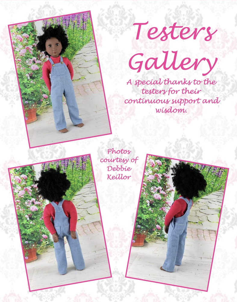 QTπ Doll Clothing A Girl For All Time Oh My Gosh Overalls Pattern For AGAT Dolls Pixie Faire