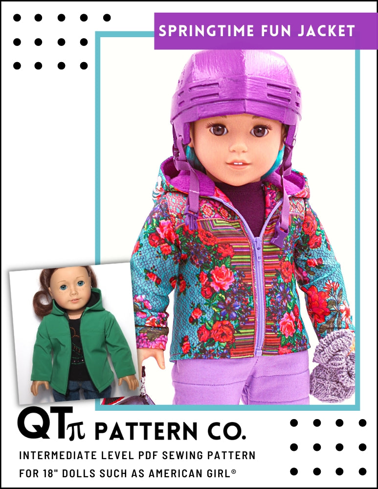 QTπ Pattern Co 18 Inch Modern Springtime Fun Jacket 18" Dolls Pixie Faire