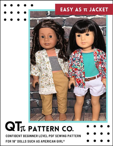 QTπ Pattern Co 18 Inch Modern Easy as π Jacket 18" Doll Clothes Pattern Pixie Faire