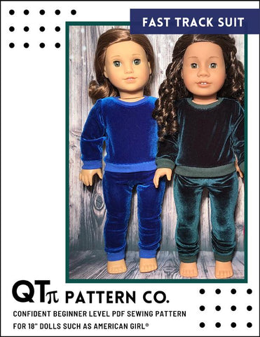 QTπ Pattern Co 18 Inch Modern Fast Track Suit 18" Doll Clothes Pattern Pixie Faire