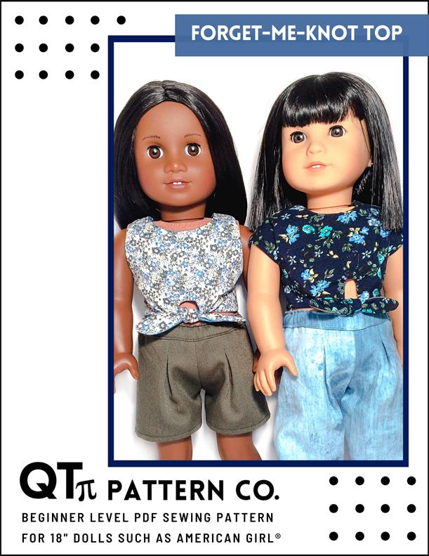 QTπ Pattern Co 18 Inch Modern Forget-Me-Knot Top 18" Doll Clothes Pattern Pixie Faire