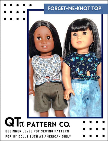 QTπ Pattern Co 18 Inch Modern Forget-Me-Knot Top 18" Doll Clothes Pattern Pixie Faire