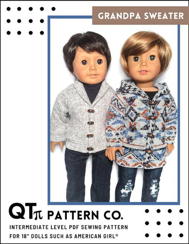QTπ Pattern Co 18 Inch Modern Old School Grandpa Sweater 18" Doll Clothes Pixie Faire