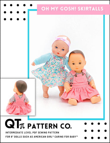 QTπ Pattern Co 8" Baby Dolls Oh My Gosh Skirtalls 8" Baby Doll Clothes Pattern Pixie Faire