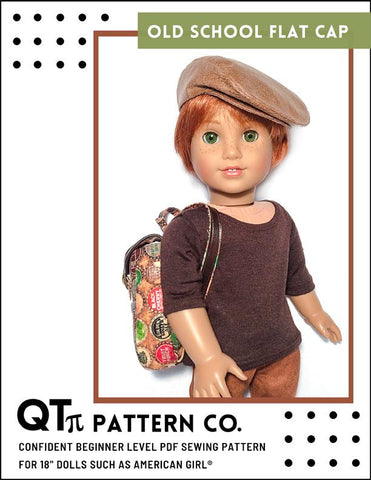 QTπ Pattern Co 18 Inch Modern Old School Flat Cap 18" Doll Accessories Pixie Faire