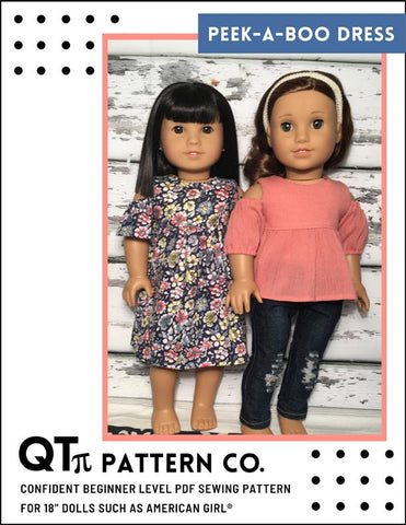 QTπ Pattern Co 18 Inch Modern Peek-A-Boo Dress 18" Doll Clothes Pattern Pixie Faire