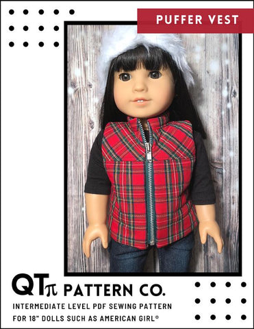 QTπ Doll Clothing 18 Inch Modern Puffer Vest 18" Doll Clothes Pattern Pixie Faire