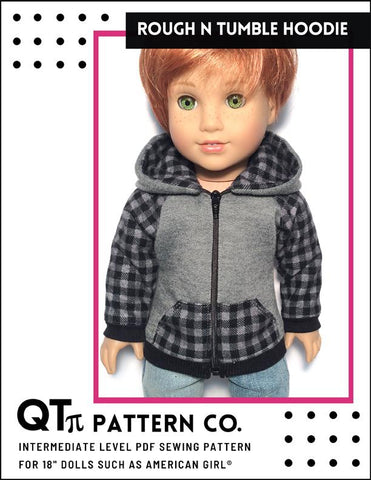 QTπ Pattern Co 18 Inch Modern Rough 'n' Tumble Hoodie 18" Doll Clothes Pixie Faire