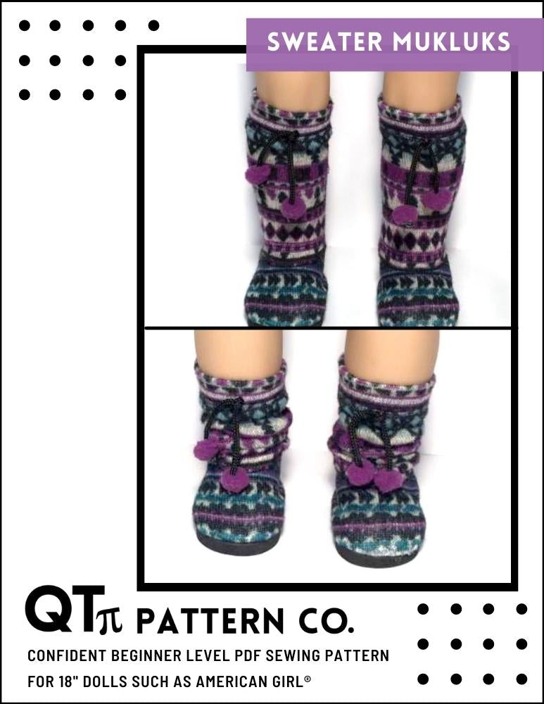 QTπ Doll Clothing Shoes Sweater Mukluks 18" Doll Shoes Pattern Pixie Faire