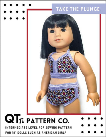 QTπ Pattern Co 18 Inch Modern Take The Plunge Swimsuit 18" Doll Clothes Pixie Faire