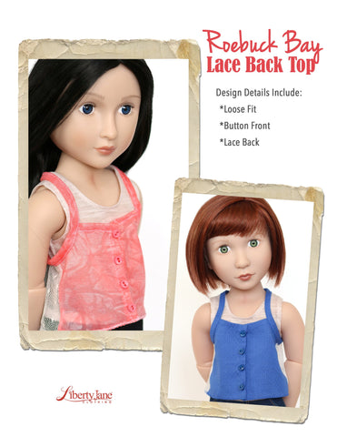 Liberty Jane A Girl For All Time Roebuck Bay Lace Back Top for AGAT Dolls Pixie Faire