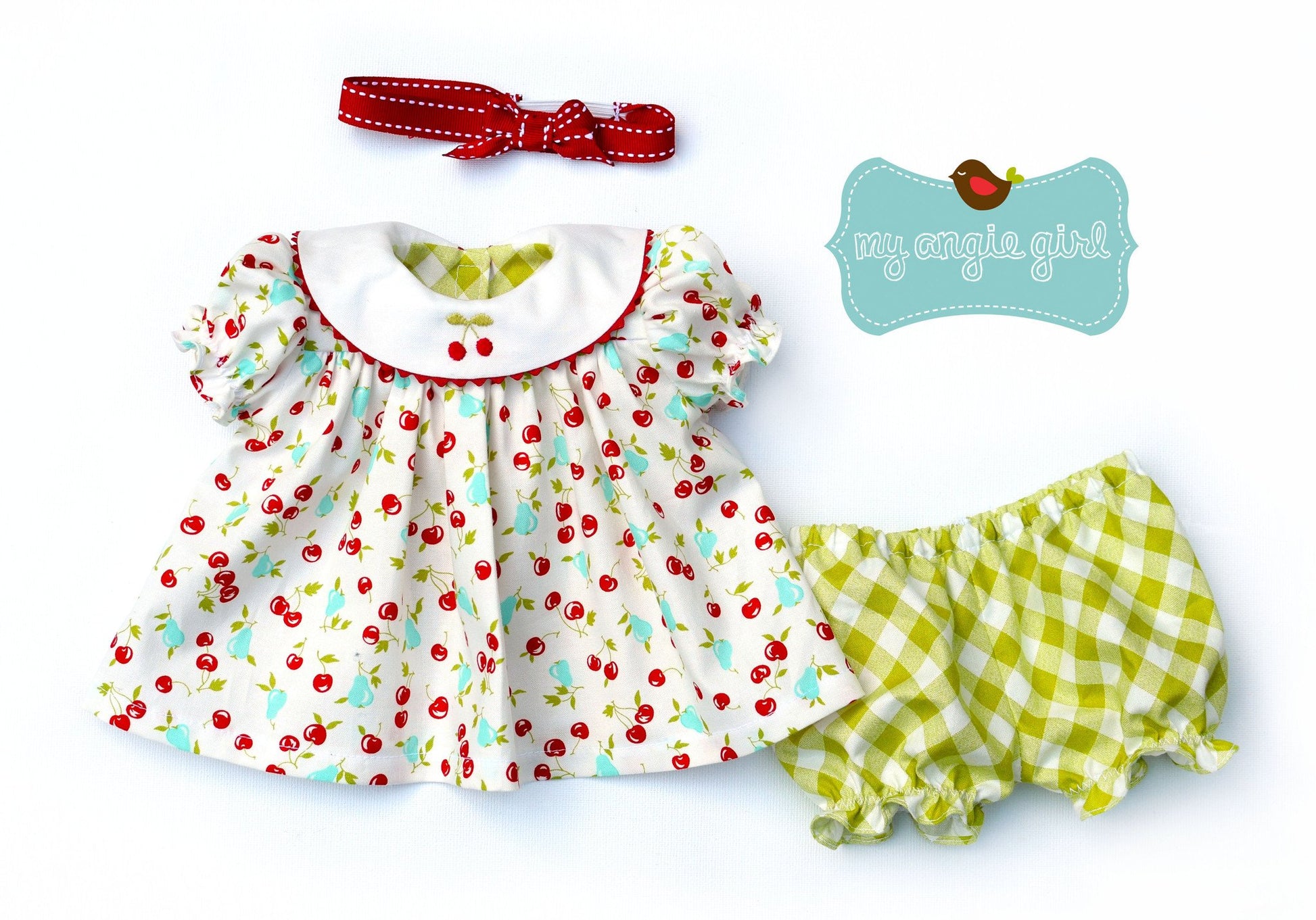 My Angie Girl Bitty Baby/Twin Round Collar Dress and Bloomers 15" Baby Doll Clothes Pixie Faire