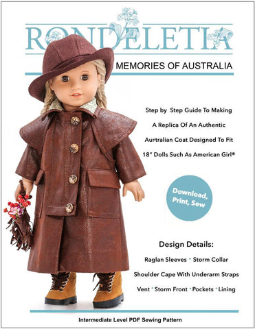 Rondeletia 18 Inch Modern Memories Of Australia 18" Doll Clothes Pattern Pixie Faire