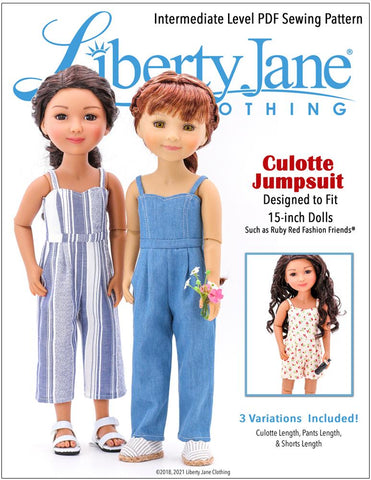 Liberty Jane Ruby Red Fashion Friends Culotte Jumpsuit Pattern for 15" Ruby Red Fashion Friends Dolls Pixie Faire