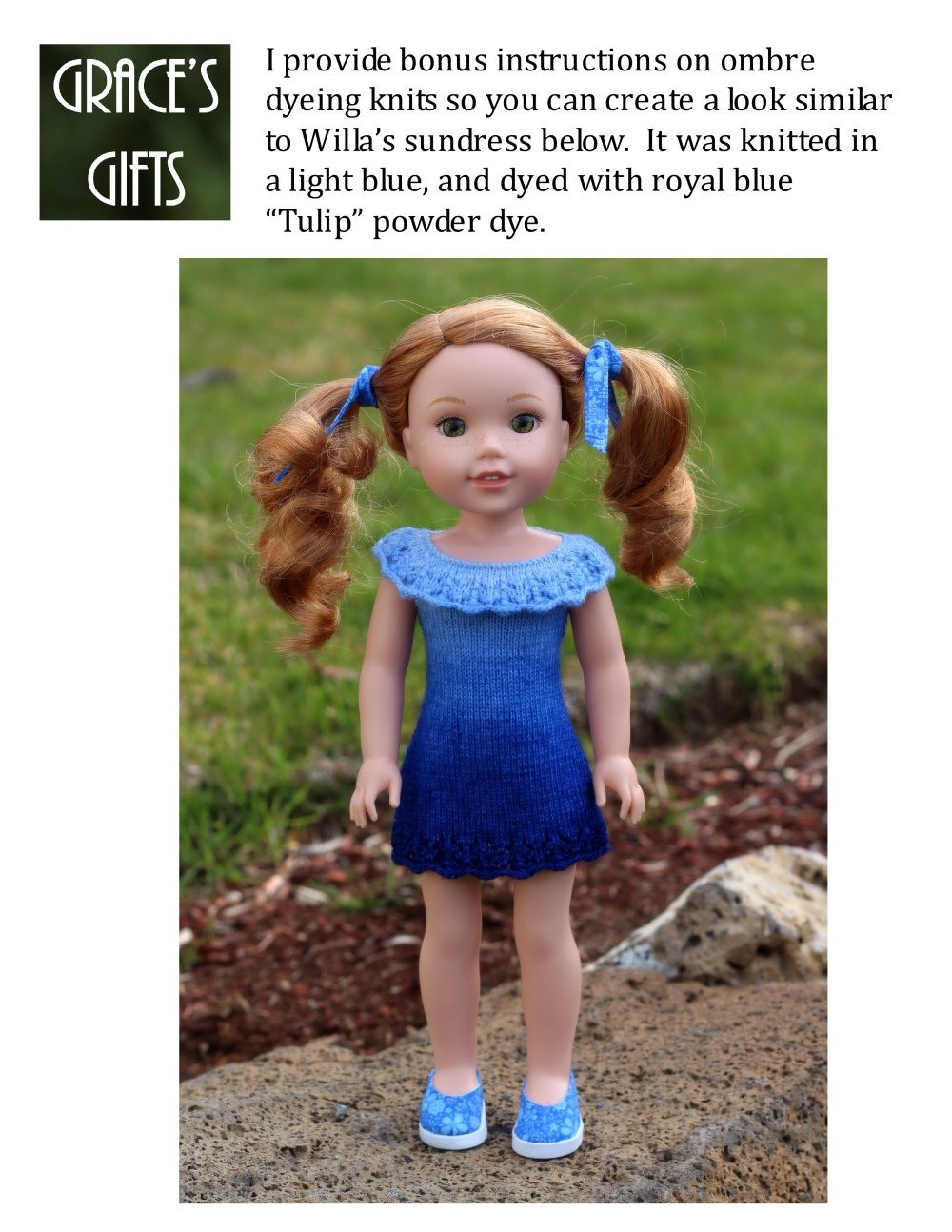 Grace's Gifts WellieWishers Refined & Ruffled Knitting Pattern for 14.5" Dolls Pixie Faire