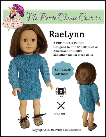 Mon Petite Cherie Couture Crochet RaeLynn Dress 18" Doll Crochet Pattern Pixie Faire