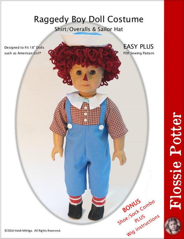 Flossie Potter 18 Inch Modern Raggedy Boy Doll Costume 18" Doll Clothes Pixie Faire
