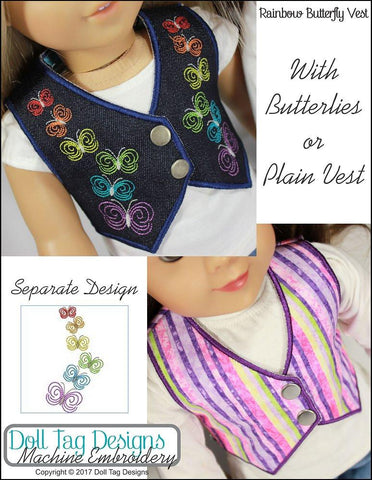 Doll Tag Clothing Machine Embroidery Design Rainbow Butterfly Vest  Machine Embroidery Designs Pixie Faire