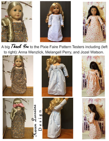 Karen Lorraine Design 18 Inch Historical Regency Style 18" Doll Clothes Pattern Pixie Faire
