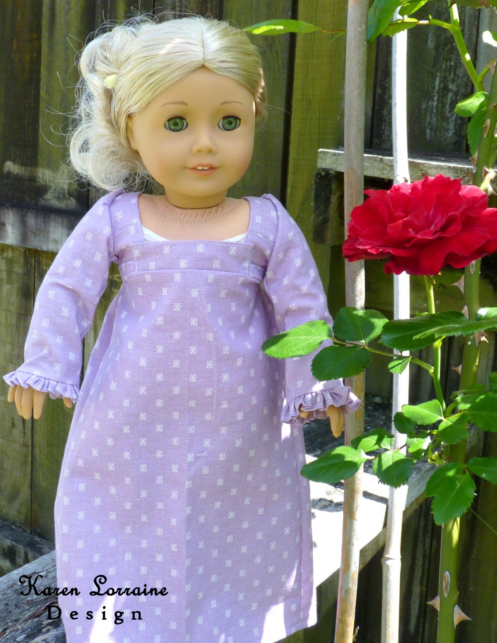 Karen Lorraine Design 18 Inch Historical Regency Style 18" Doll Clothes Pattern Pixie Faire