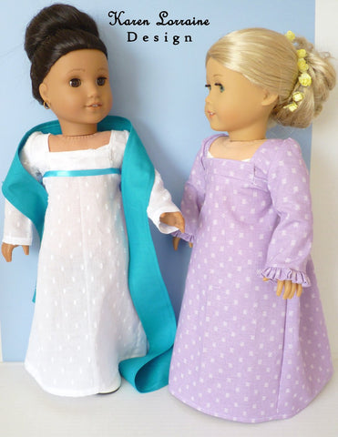 Karen Lorraine Design 18 Inch Historical Regency Style 18" Doll Clothes Pattern Pixie Faire