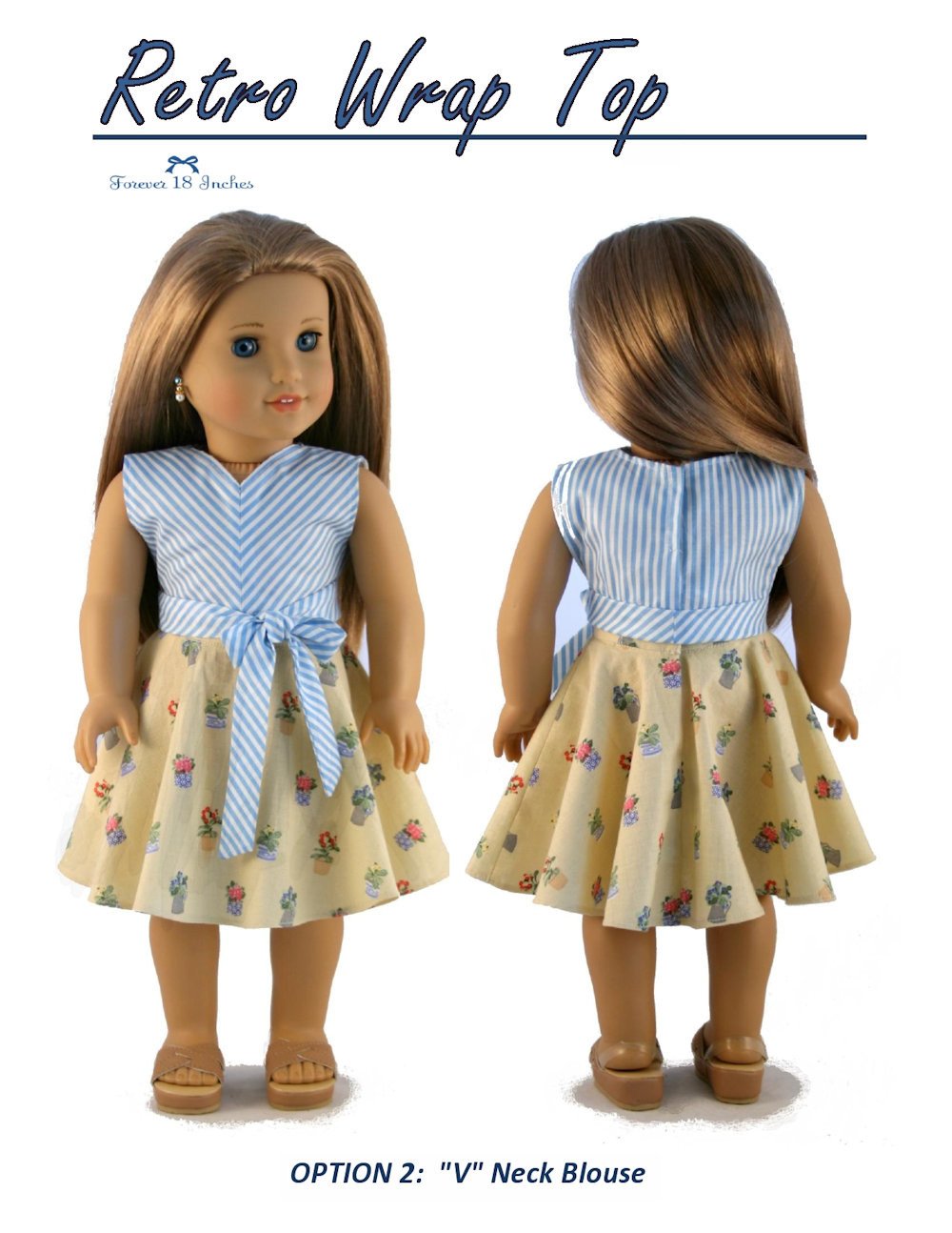 Forever 18 Inches 18 Inch Modern Retro Wrap Top 18" Doll Clothes Pixie Faire