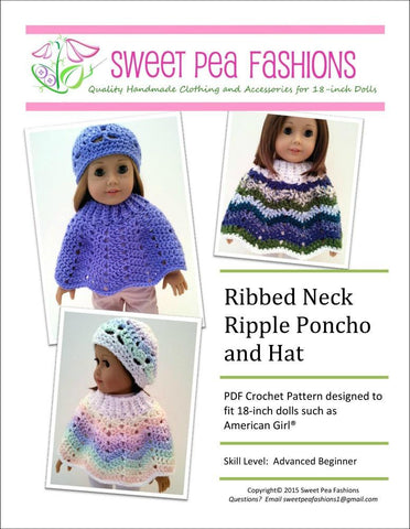 Sweet Pea Fashions Crochet Ribbed Neck Ripple Poncho and Hat Crochet Pattern Pixie Faire