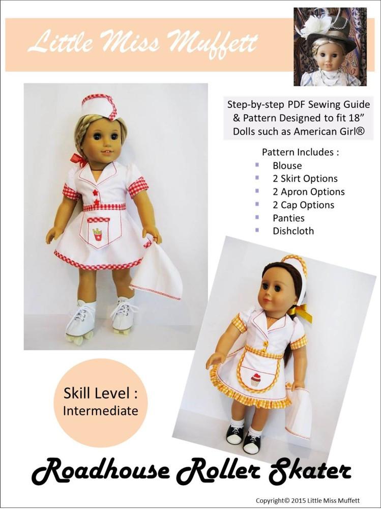 Little Miss Muffett 18 Inch Historical Roadhouse Roller Skater 18" Doll Clothes Pixie Faire