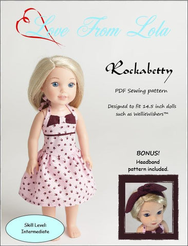 Love From Lola WellieWishers Rockabetty 14.5" Doll Clothes Pattern Pixie Faire