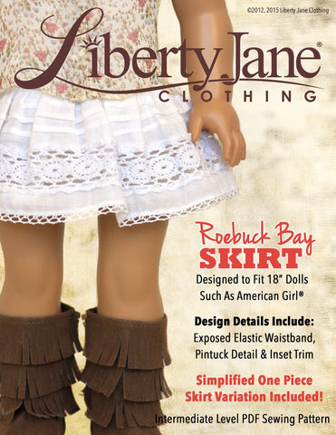 Liberty Jane 18 Inch Modern Roebuck Bay Skirt 18" Doll Clothes Pattern Pixie Faire