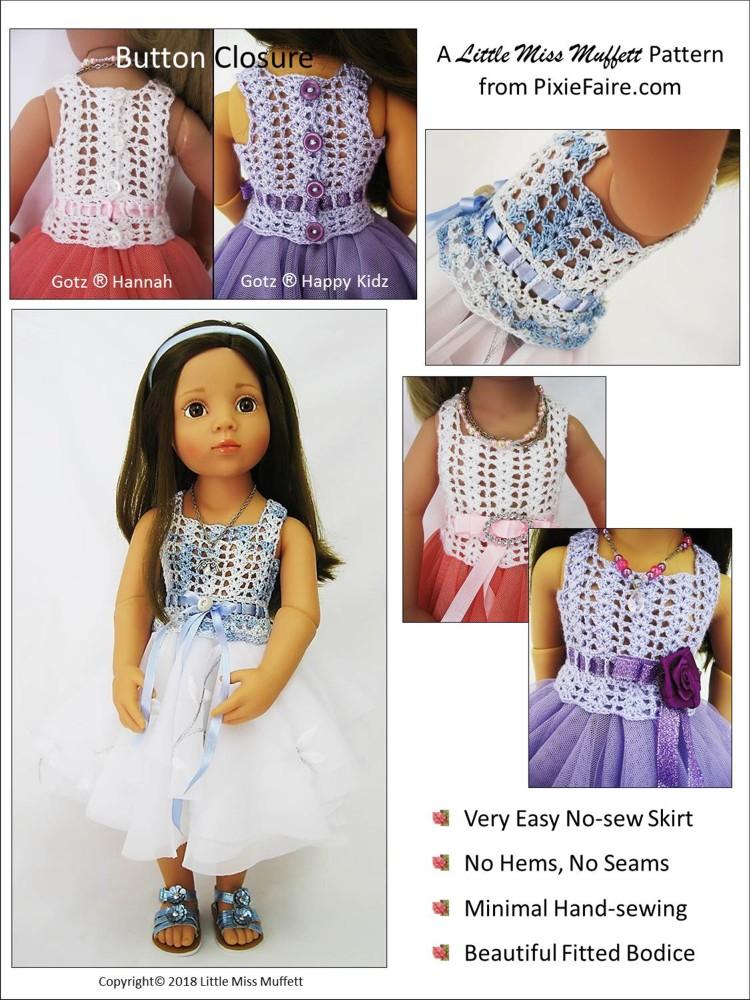 Little Miss Muffett Gotz 19" Romantic Fusion Sewing & Crochet Pattern for 19" Gotz Dolls Pixie Faire