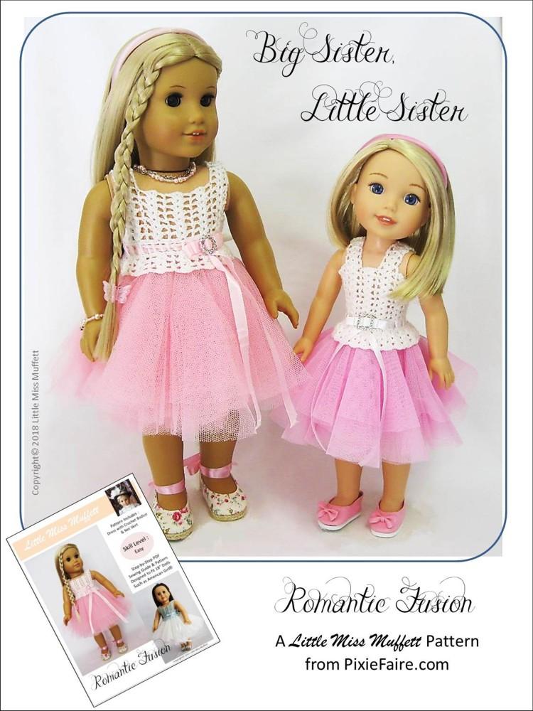 Little Miss Muffett WellieWishers Romantic Fusion 14.5" Doll Clothes Crochet Pattern Pixie Faire