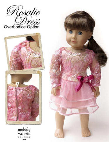 Melody Valerie Couture 18 Inch Modern Rosalie Dress 18" Doll Clothes Pattern Pixie Faire