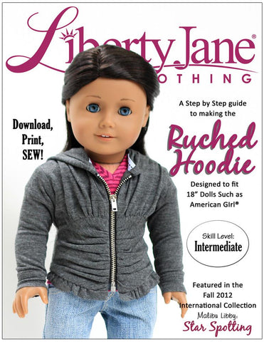 Liberty Jane 18 Inch Modern Ruched Hoodie 18" Doll Clothes Pattern Pixie Faire
