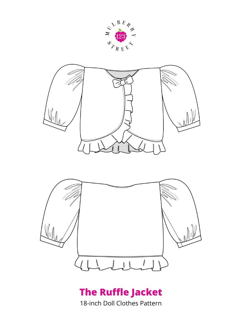 123 Mulberry Street 18 Inch Modern Ruffle Jacket 18" Doll Clothes Pattern Pixie Faire